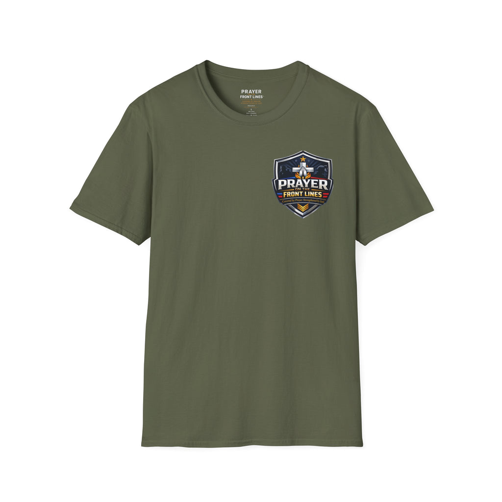 Prayer On The Front Lines T-Shirt — Military Faith Shield Tee