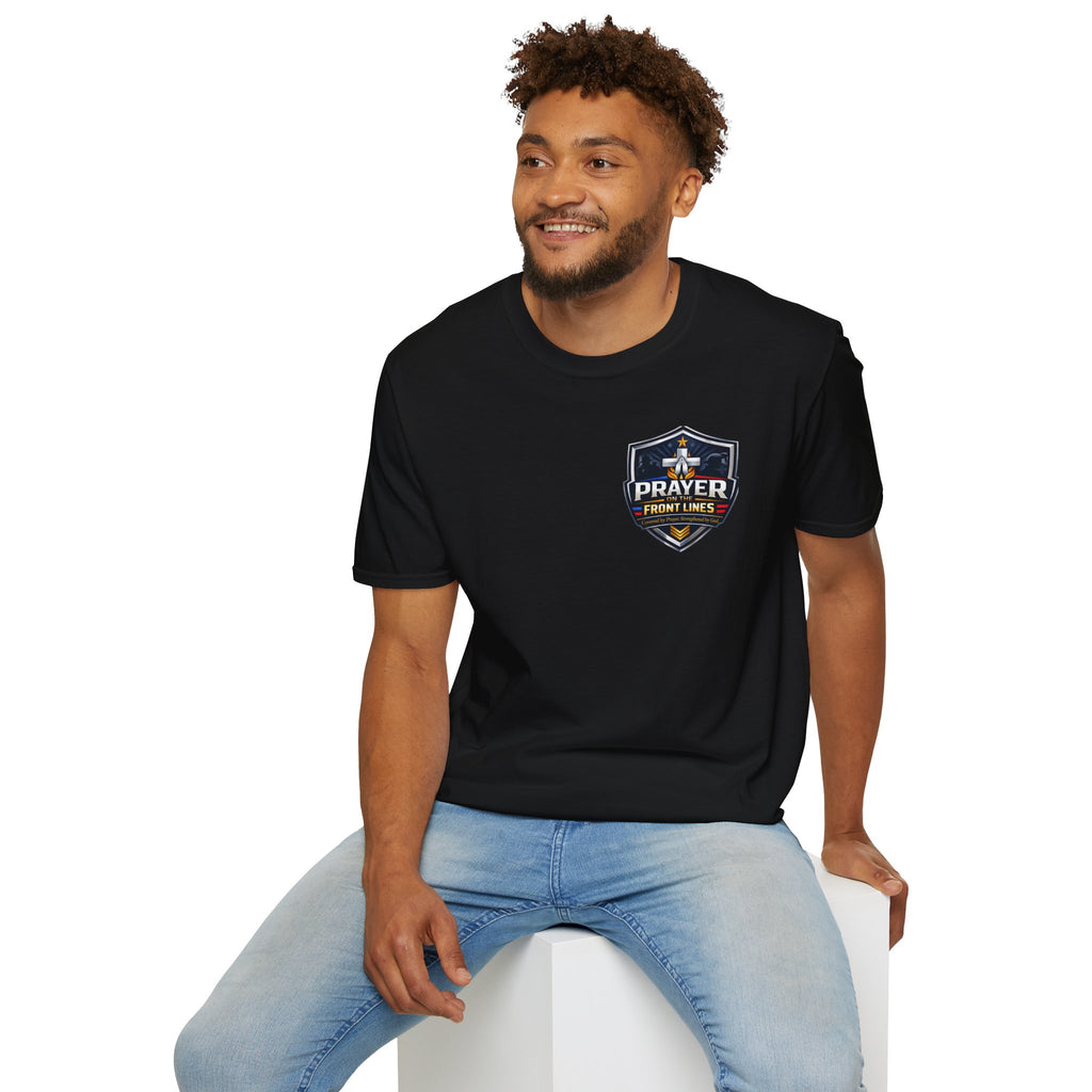 Prayer On The Front Lines T-Shirt — Military Faith Shield Tee