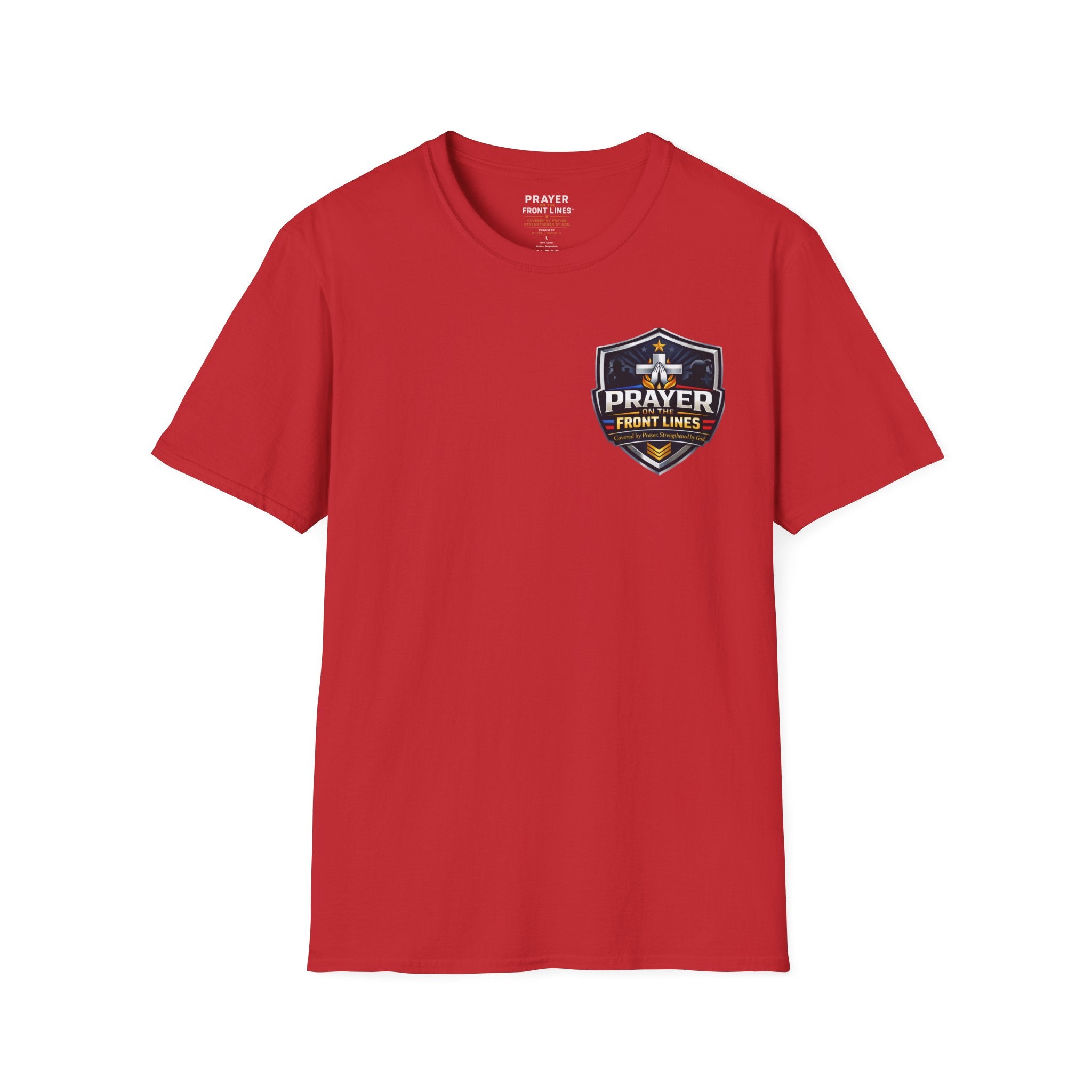 Prayer On The Front Lines T-Shirt — Military Faith Shield Tee