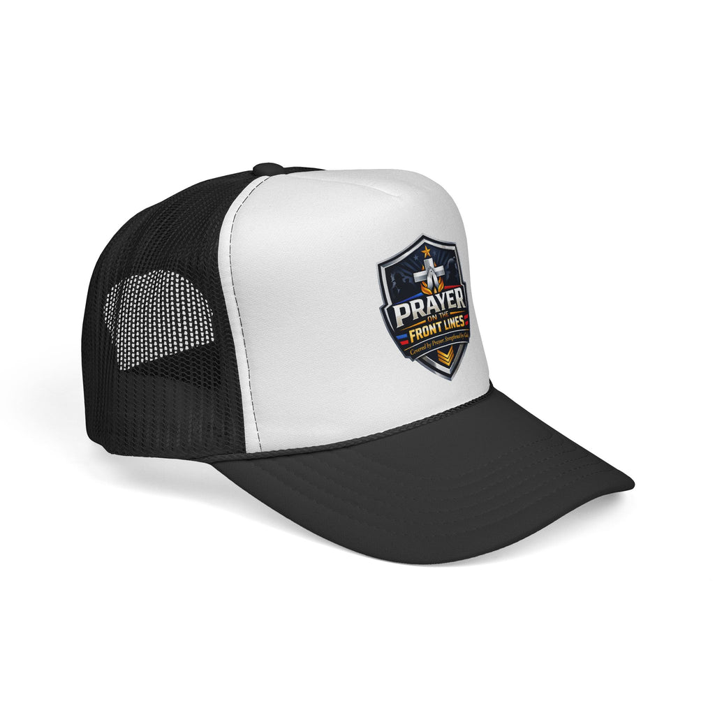 Prayer Front Lines Trucker Cap - Christian Shield Embroidered Mesh Hat