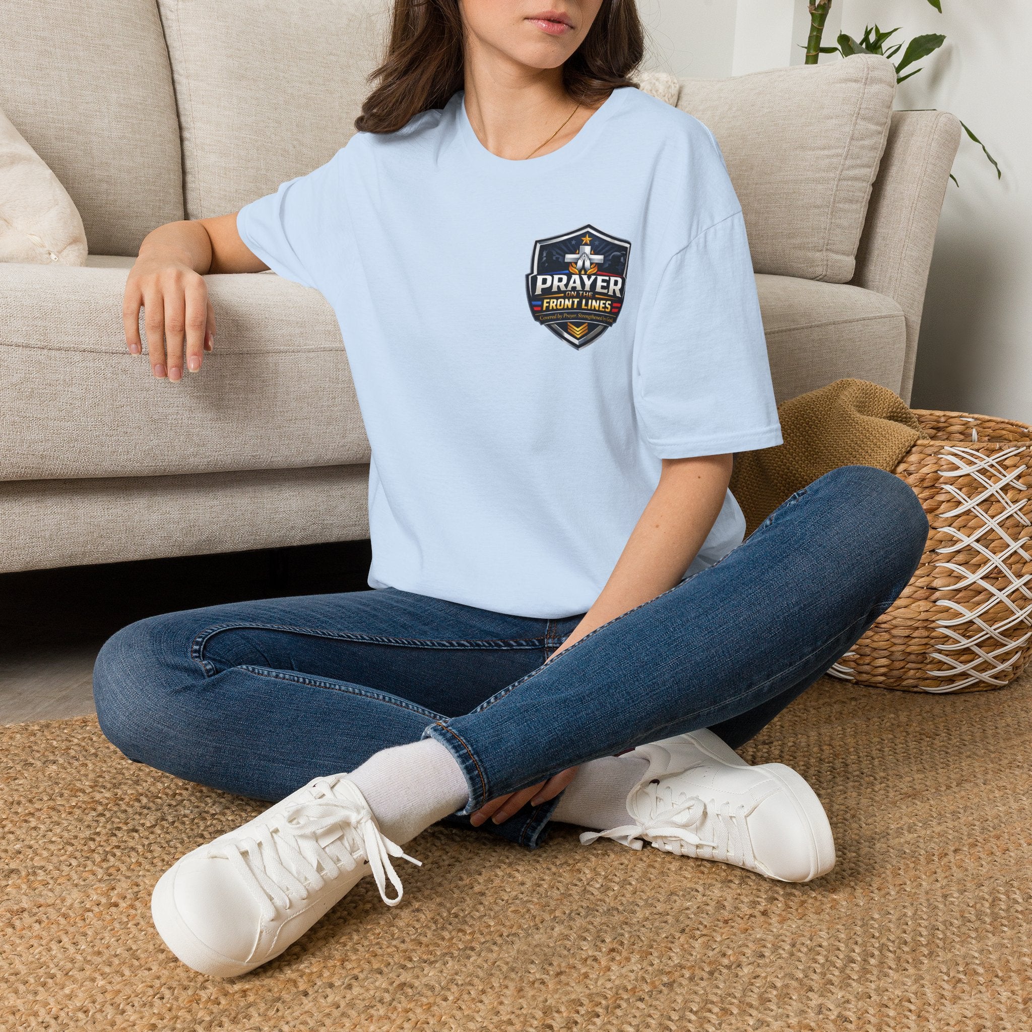 Prayer On The Front Lines T-Shirt — Military Faith Shield Tee