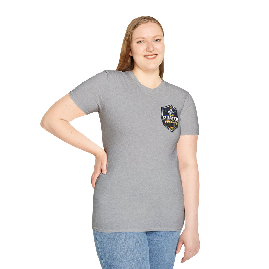 Prayer On The Front Lines T-Shirt — Military Faith Shield Tee
