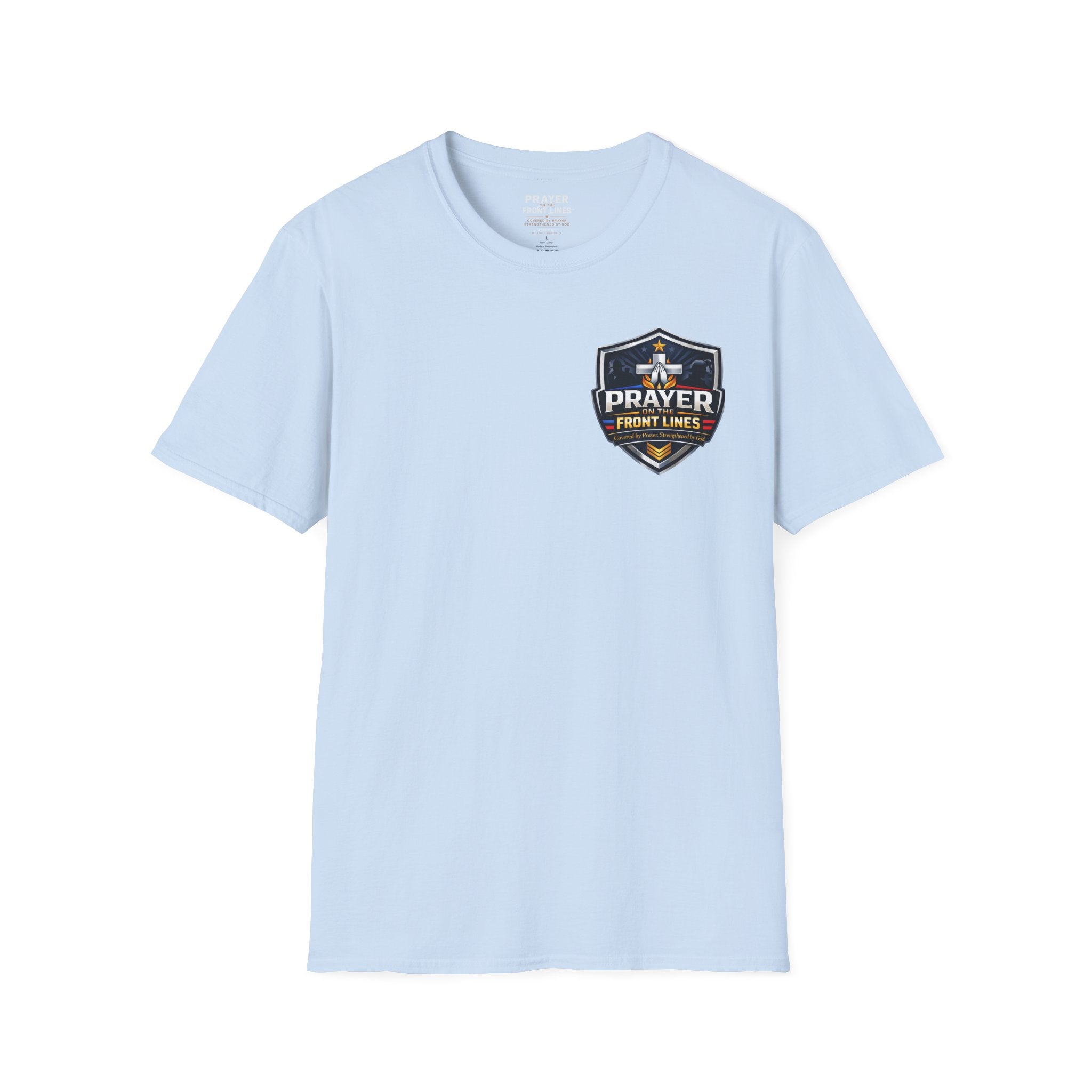 Prayer On The Front Lines T-Shirt — Military Faith Shield Tee