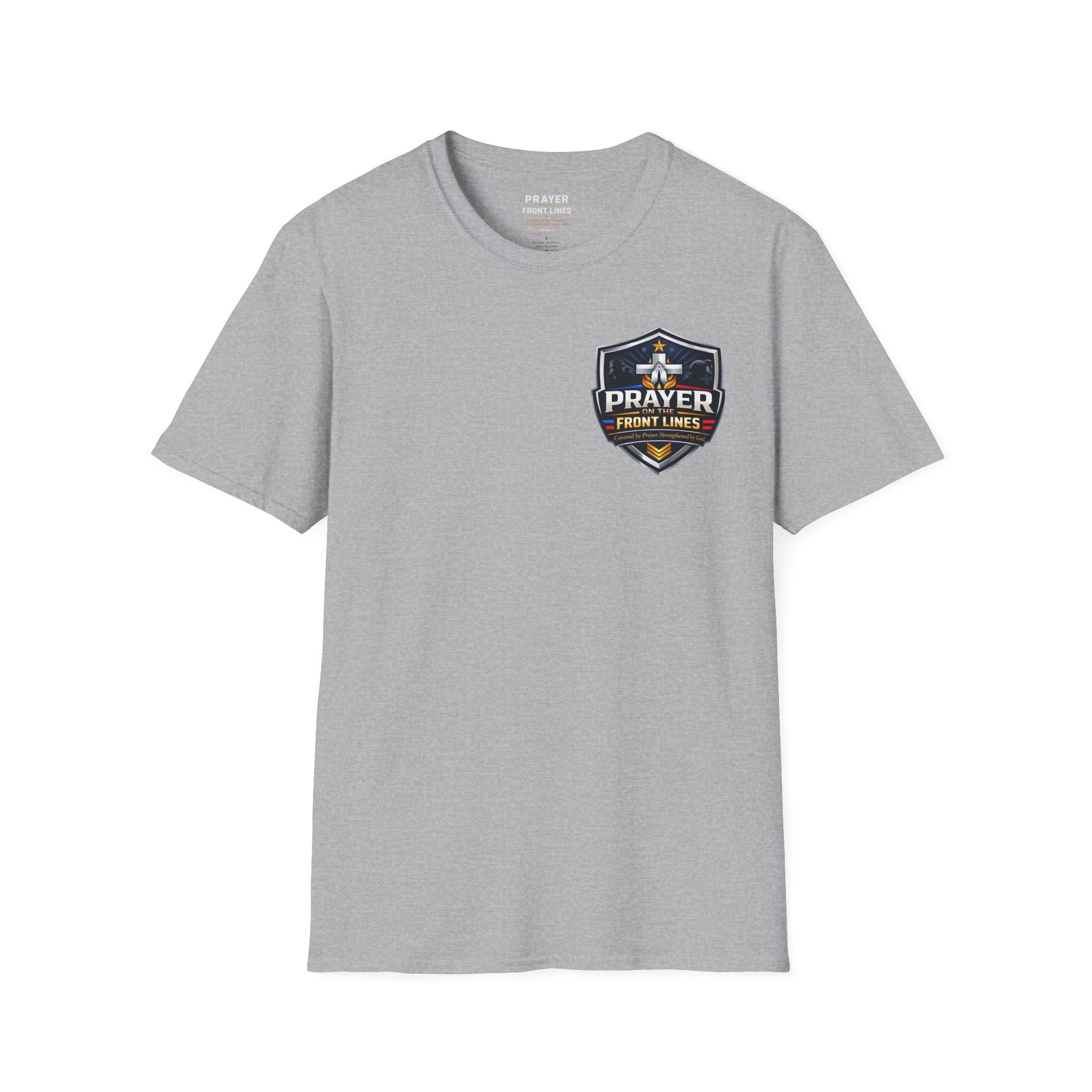 Prayer On The Front Lines T-Shirt — Military Faith Shield Tee