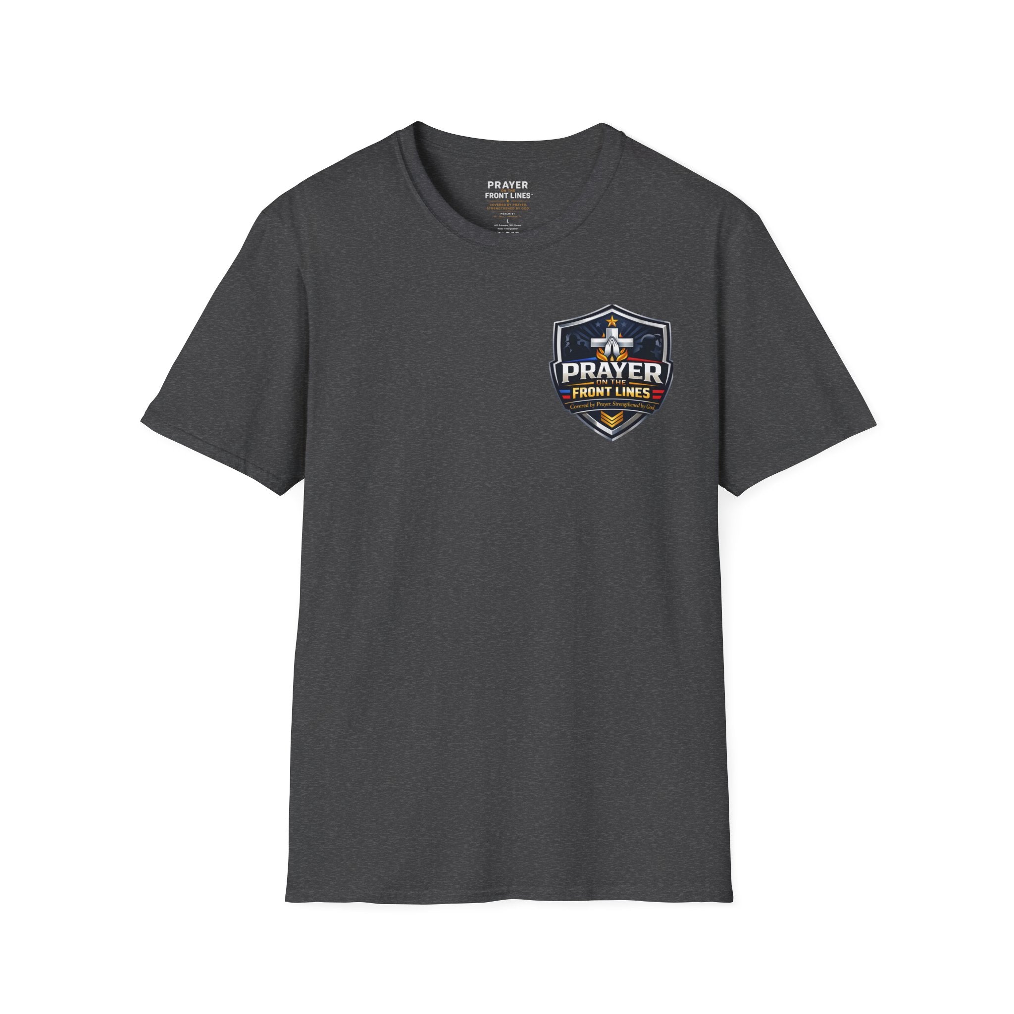Prayer On The Front Lines T-Shirt — Military Faith Shield Tee