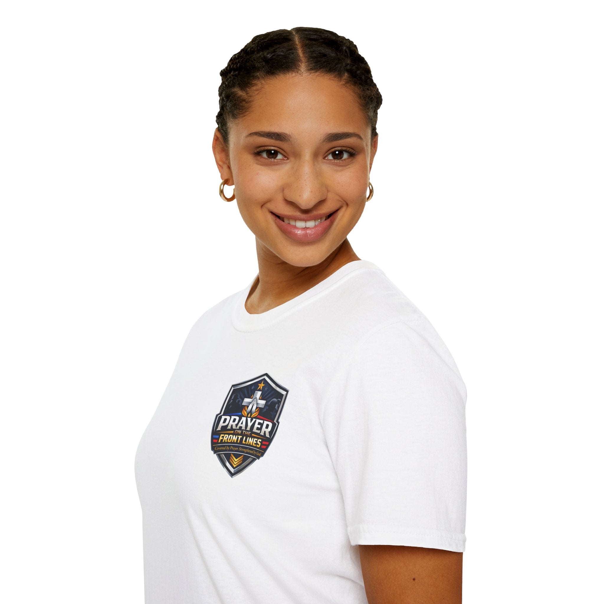 Prayer On The Front Lines T-Shirt — Military Faith Shield Tee