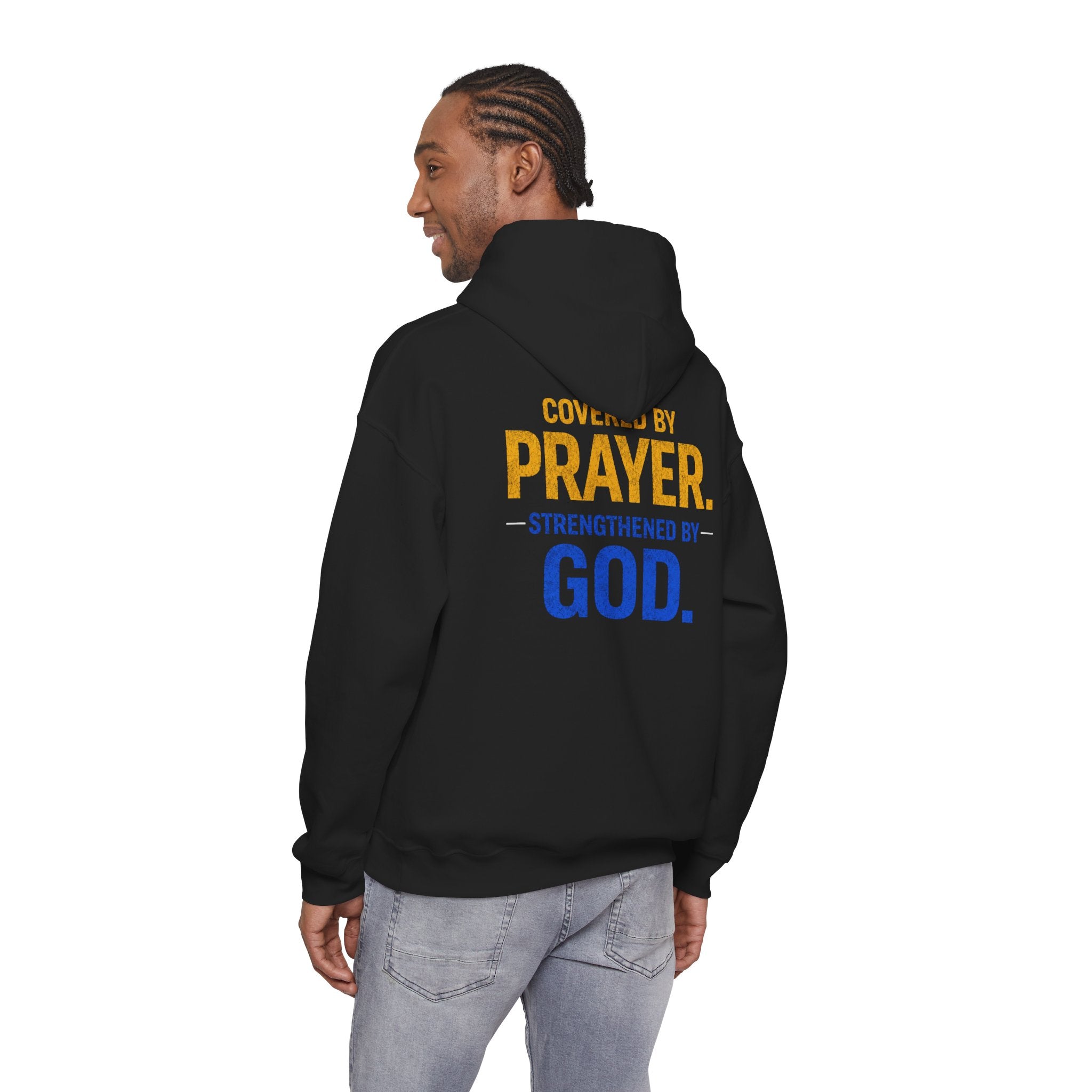 Prayer Front Lines Hoodie — Covered by Prayer, Strengthened by God Religious Hooded Sweatshirt