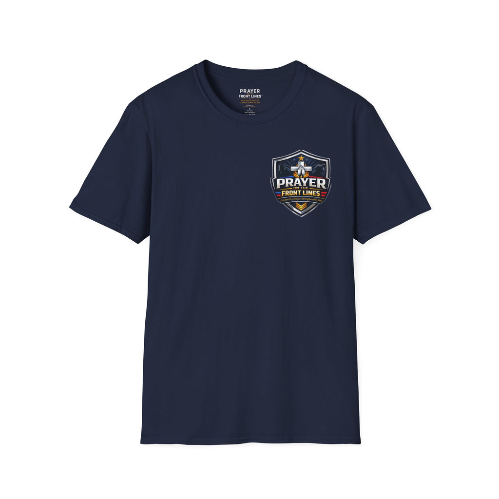 Prayer On The Front Lines T-Shirt — Military Faith Shield Tee