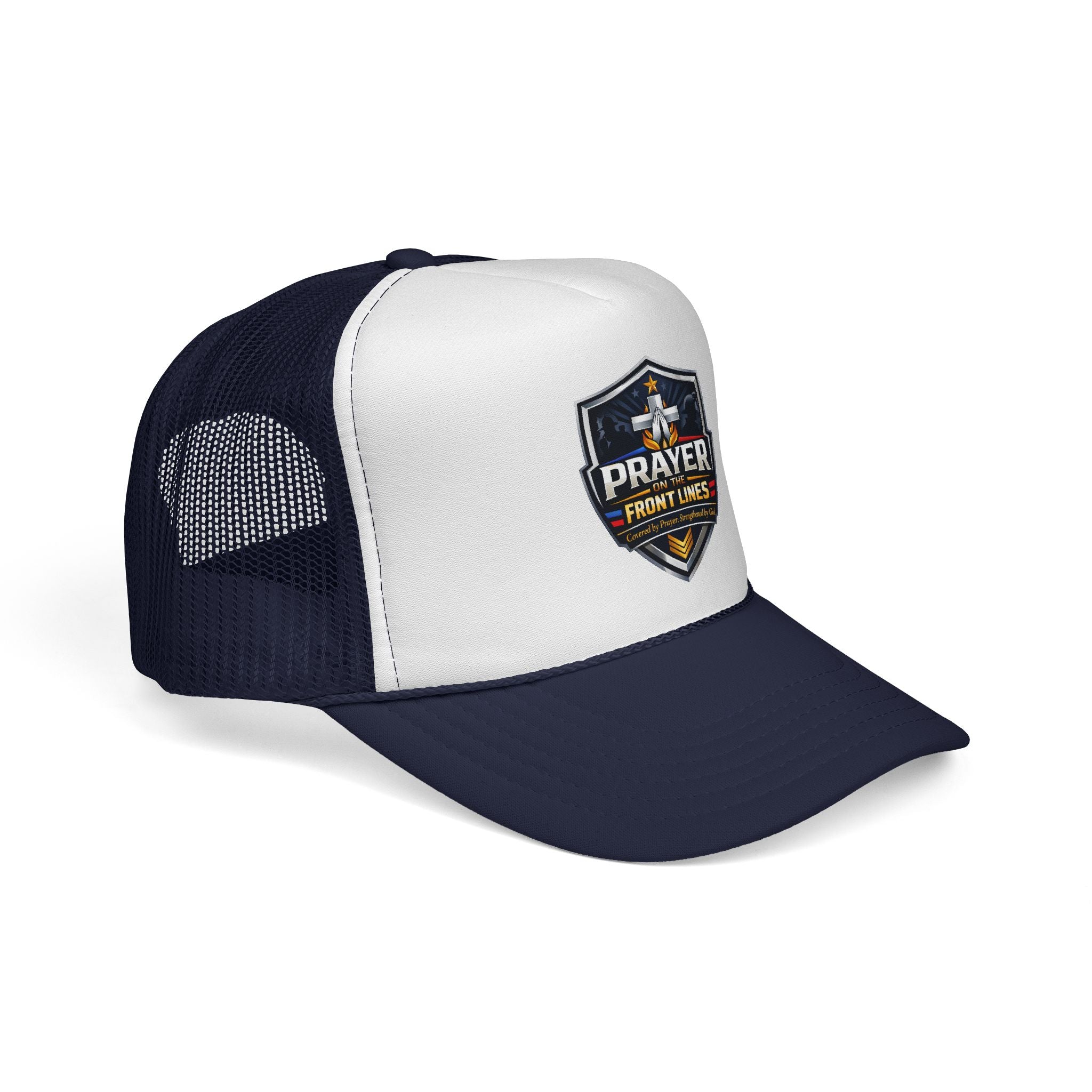 Prayer Front Lines Trucker Cap - Christian Shield Embroidered Mesh Hat