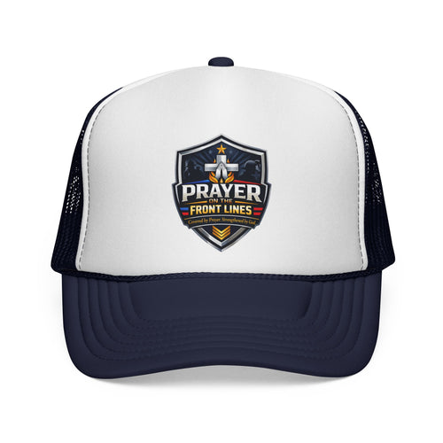Prayer Front Lines Trucker Cap - Christian Shield Embroidered Mesh Hat