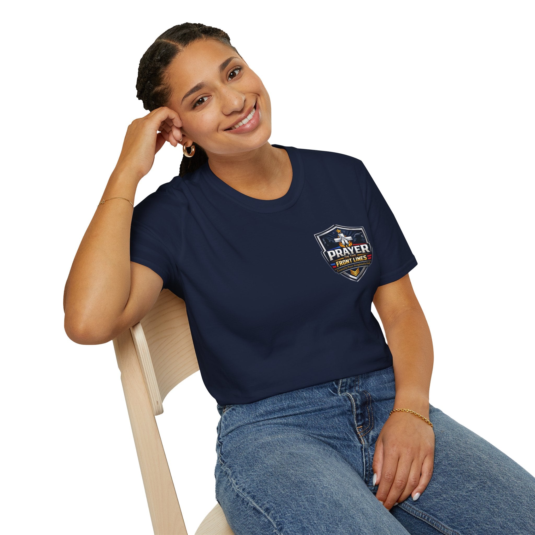 Prayer On The Front Lines T-Shirt — Military Faith Shield Tee
