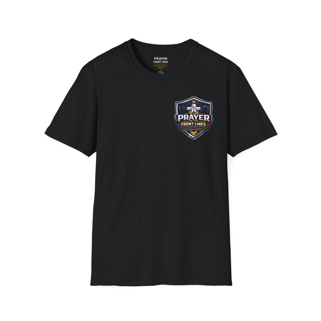 Prayer On The Front Lines T-Shirt — Military Faith Shield Tee