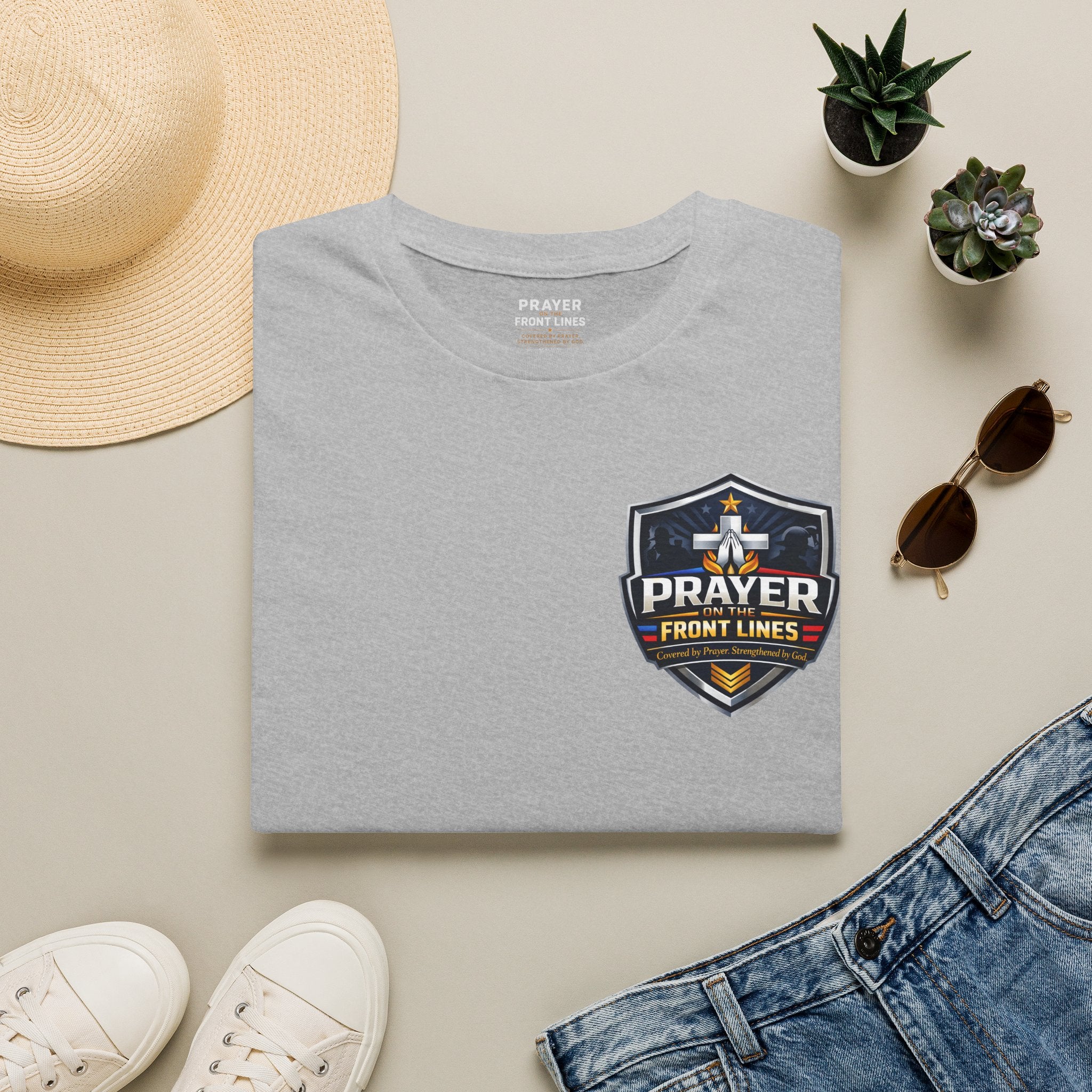 Prayer On The Front Lines T-Shirt — Military Faith Shield Tee