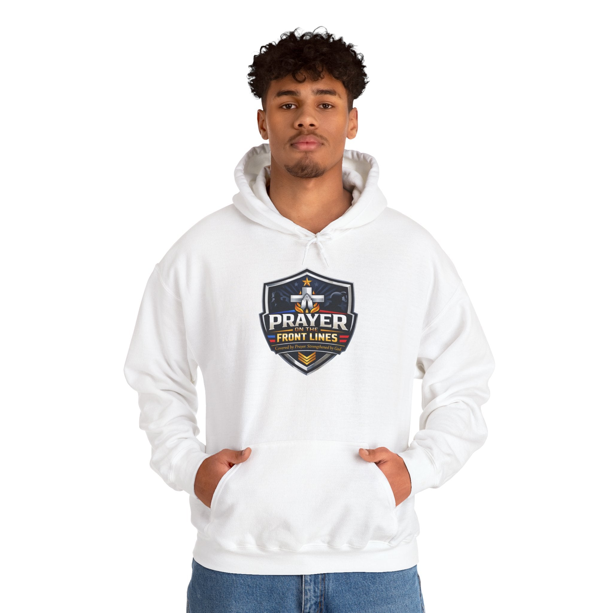 Prayer Front Lines Hoodie — Covered by Prayer, Strengthened by God Religious Hooded Sweatshirt
